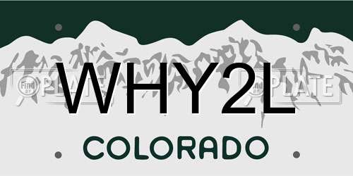 WHY2L Colorado License Plate