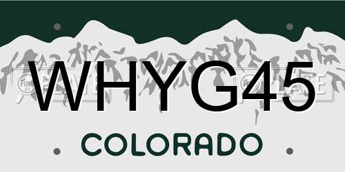 WHYG45 Colorado License Plate