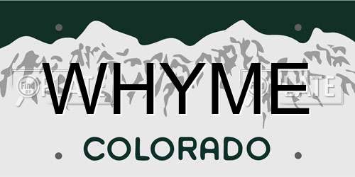 WHYME Colorado License Plate