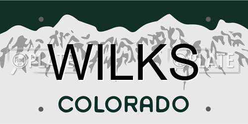 WILKS Colorado License Plate