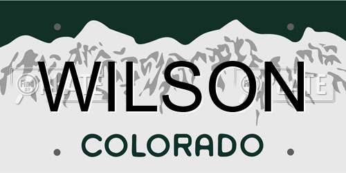 WILSON Colorado License Plate