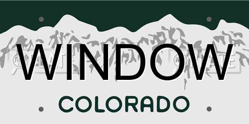 WINDOW Colorado License Plate