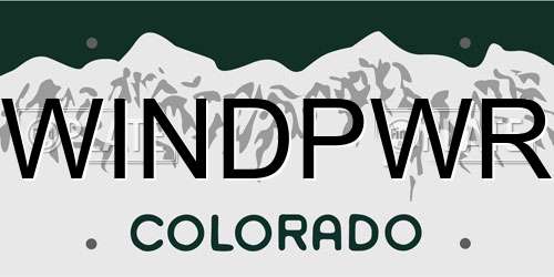 WINDPWR Colorado License Plate