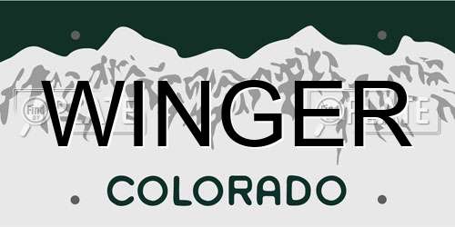 WINGER Colorado License Plate