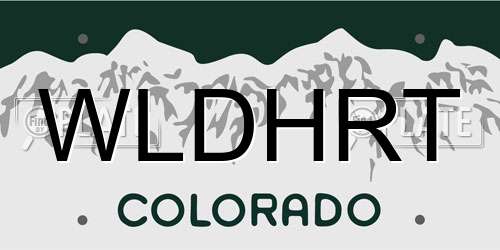 WLDHRT Colorado License Plate