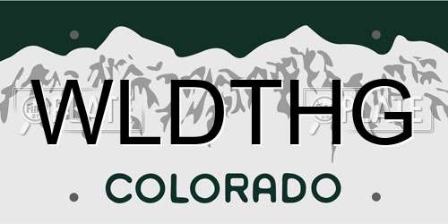 WLDTHG Colorado License Plate