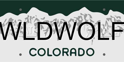 WLDWOLF Colorado License Plate