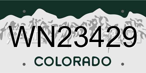 WN23429 Colorado License Plate