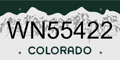 WN55422 Colorado License Plate