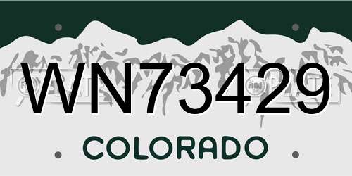 WN73429 Colorado License Plate
