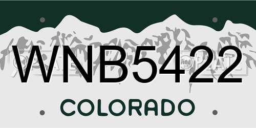 WNB5422 Colorado License Plate