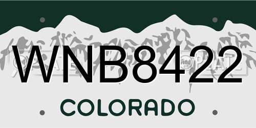 WNB8422 Colorado License Plate