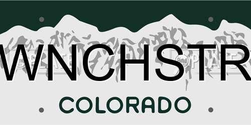 WNCHSTR Colorado License Plate