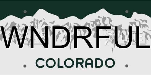 WNDRFUL Colorado License Plate