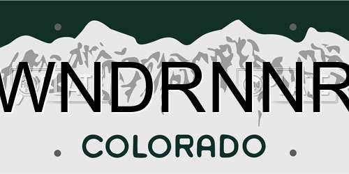 WNDRNNR Colorado License Plate