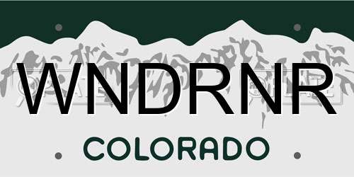 WNDRNR Colorado License Plate