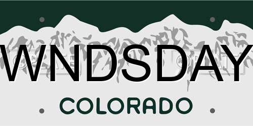 WNDSDAY Colorado License Plate
