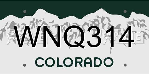 WNQ314 Colorado License Plate