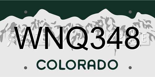 WNQ348 Colorado License Plate