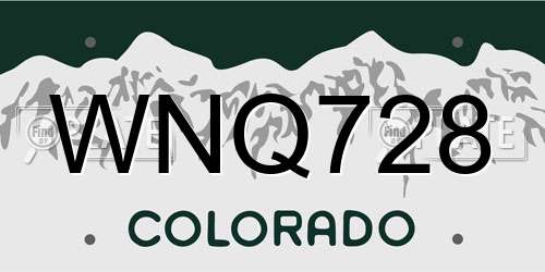 WNQ728 Colorado License Plate