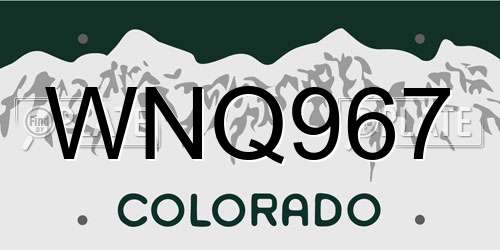 WNQ967 Colorado License Plate