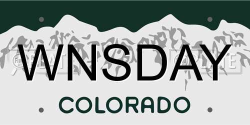 WNSDAY Colorado License Plate