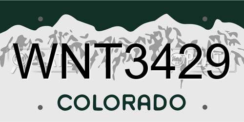 WNT3429 Colorado License Plate