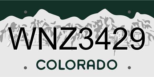 WNZ3429 Colorado License Plate