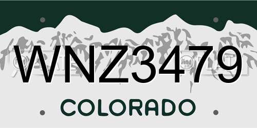 WNZ3479 Colorado License Plate