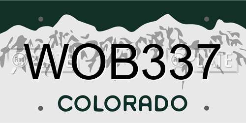 WOB337 Colorado License Plate