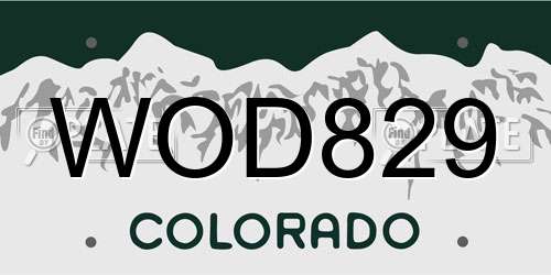 WOD829 Colorado License Plate
