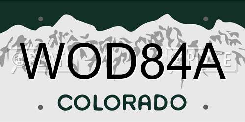 WOD84A Colorado License Plate