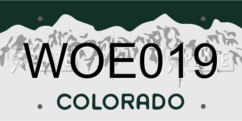 WOE019 Colorado License Plate