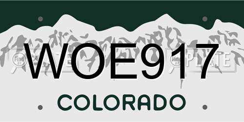 WOE917 Colorado License Plate