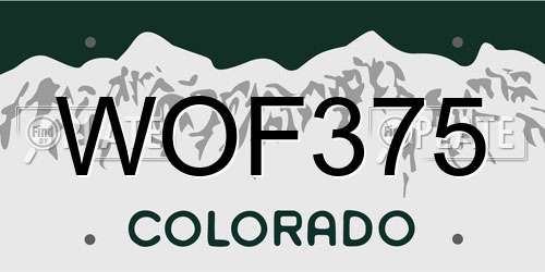 WOF375 Colorado License Plate