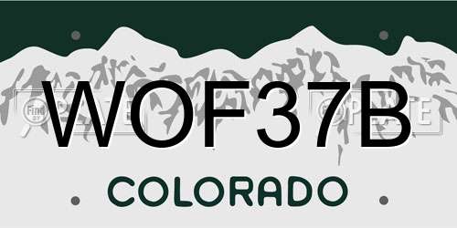 WOF37B Colorado License Plate