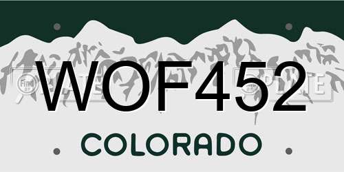 WOF452 Colorado License Plate