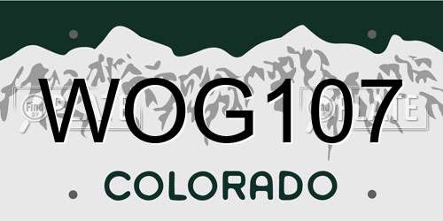 WOG107 Colorado License Plate