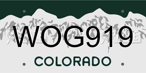 WOG919 Colorado License Plate