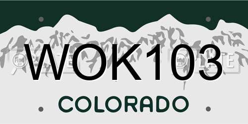 WOK103 Colorado License Plate