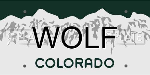 WOLF Colorado License Plate