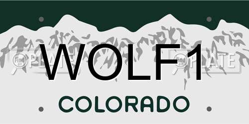 WOLF1 Colorado License Plate