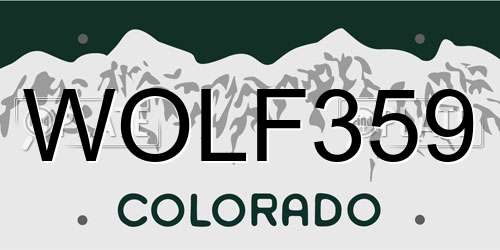 WOLF359 Colorado License Plate