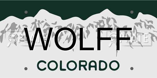 WOLFF Colorado License Plate