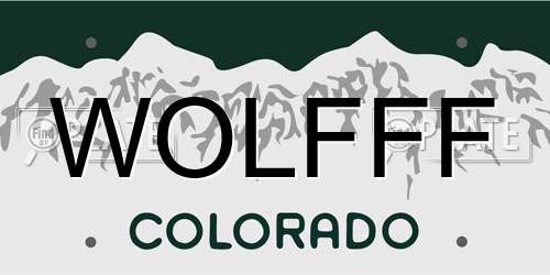 WOLFFF Colorado License Plate