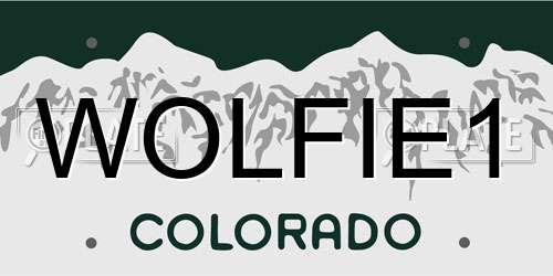 WOLFIE1 Colorado License Plate