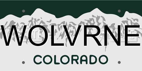 WOLVRNE Colorado License Plate