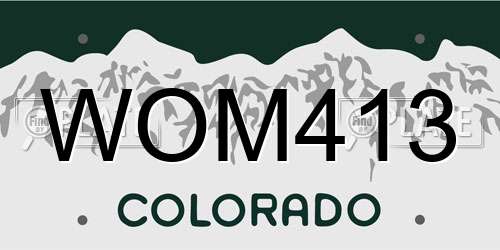 WOM413 Colorado License Plate