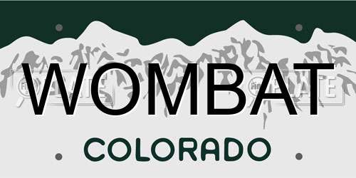 WOMBAT Colorado License Plate