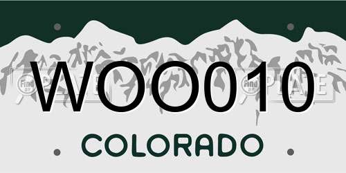 WOO010 Colorado License Plate